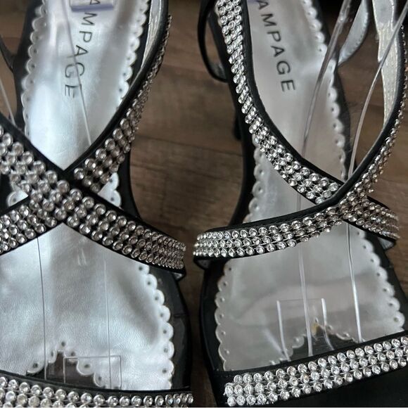 Black Satin & jeweled strap heals by Rampage Sz 9.5 nearly new! - Picture 13 of 16